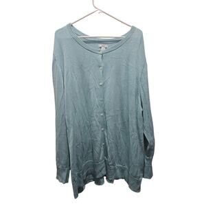 Croft & Barrow Teal Blue Button Front Knit Cardigan Top Womens Plus 3X